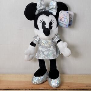 Disney 100 Years Minnie Mouse B&W 9" Plush NWT